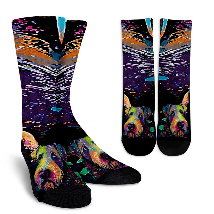 Airedale Terrier Design Socks With Colorful Background - Inspired Collection