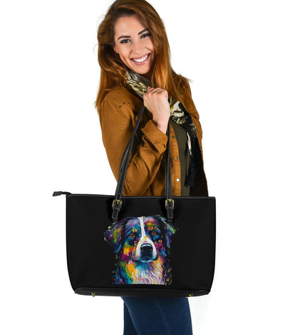 Australian Shepherd Design Large Leather Tote Bag - Inspired Collection