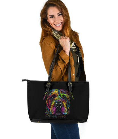Shar Pei Design Large Leather Tote Bag - Inspired Collection