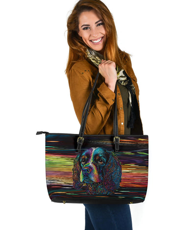 Cavalier King Charles Spaniel Design Large Leather Tote Bag - Inspired Collection