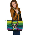 Boston Terrier Design Large Leather Tote Bag - Inspired Collection