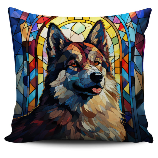 Akita Stained Glass Design Throw Pillow Covers
