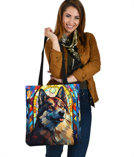 Akita Stained Glass Design Tote Bags