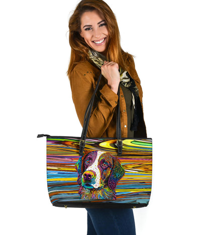 Brittany Spaniel Design Large Leather Tote Bag - Inspired Collection