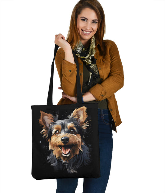 Yorkshire Terrier (Yorkie) Watercolor Design Tote Bags