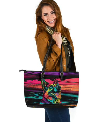 German Shepherd Design Large Leather Tote Bag - Inspired Collection
