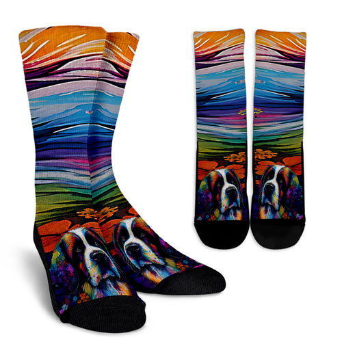 Saint Bernard Design Socks With Colorful Background - Inspired Collection