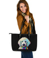 Poodle Design Large Leather Tote Bag - Inspired Collection
