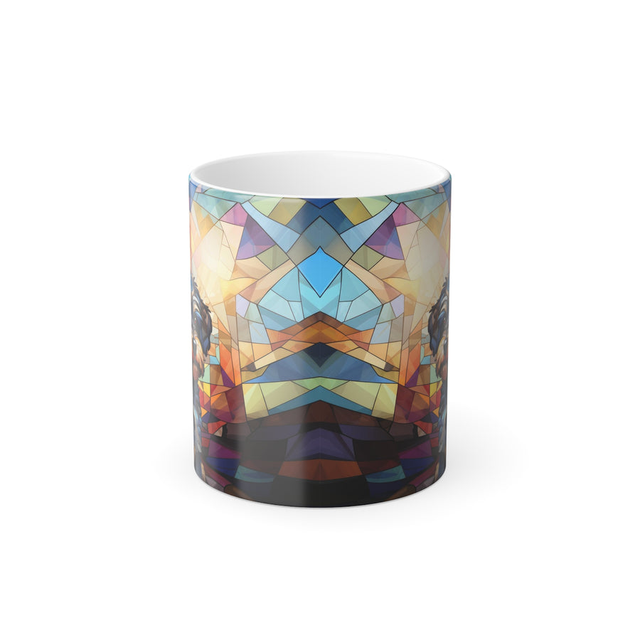 Yorkiepoo Stained Glass Design Magic Heat Activated Mug