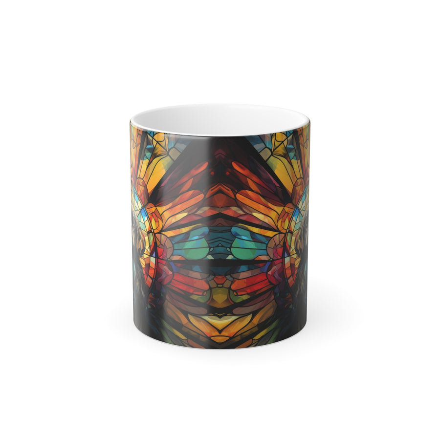 Pekingese Stained Glass Design Magic Heat Activated Mug