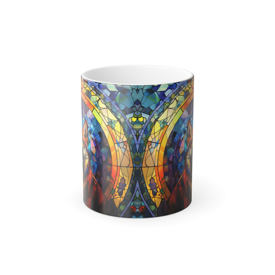 Shiba Inu Stained Glass Design Magic Heat Activated Mug