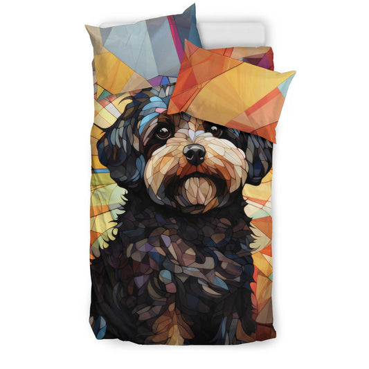 Maltipoo Stained Glass Design Bedding Set With Duvet | Comforter Cover Plus Two Pillow Cases