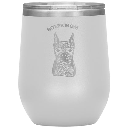 Boxer Mom Design 12oz Insulated Stemless Wine Tumbler - Cindy Sang B&W