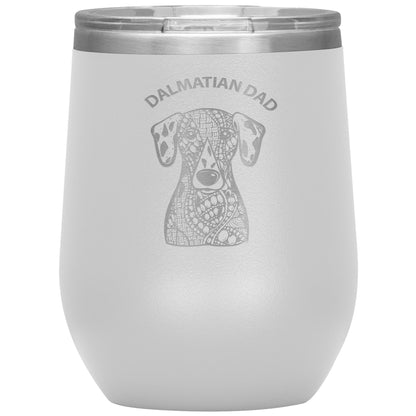 Dalmatian Dad Design 12oz Insulated Stemless Wine Tumbler - Cindy Sang B&W