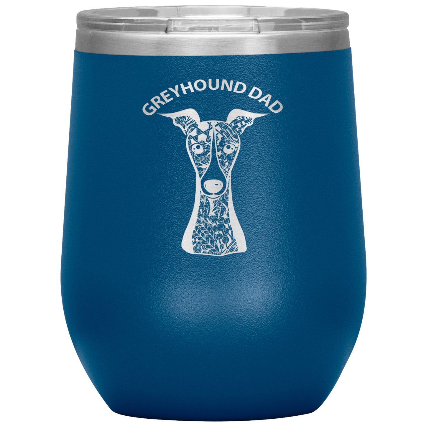 Greyhound Dad Design 12oz Insulated Stemless Wine Tumbler - Cindy Sang B&W