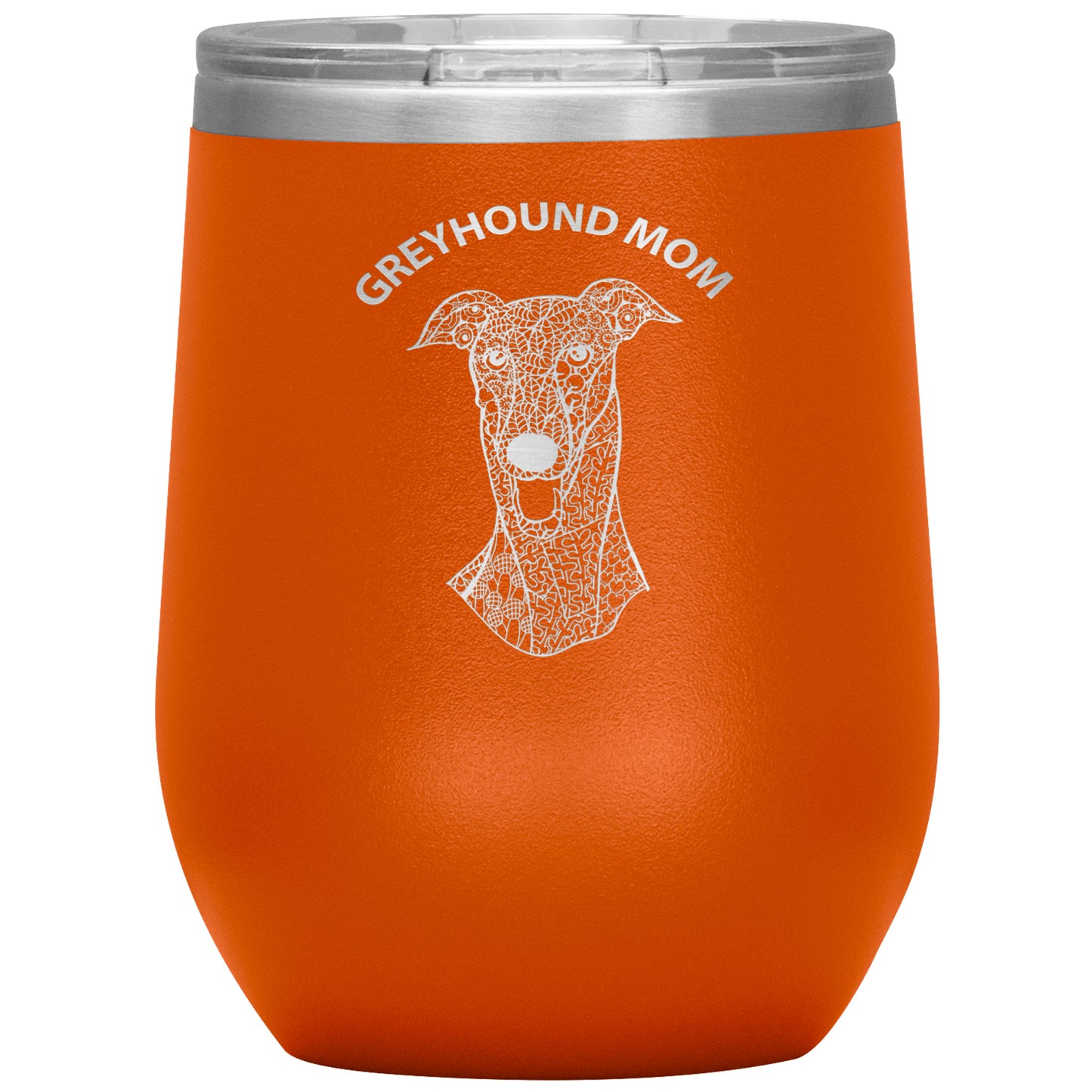 Greyhound Mom Design 12oz Insulated Stemless Wine Tumbler - Cindy Sang B&W