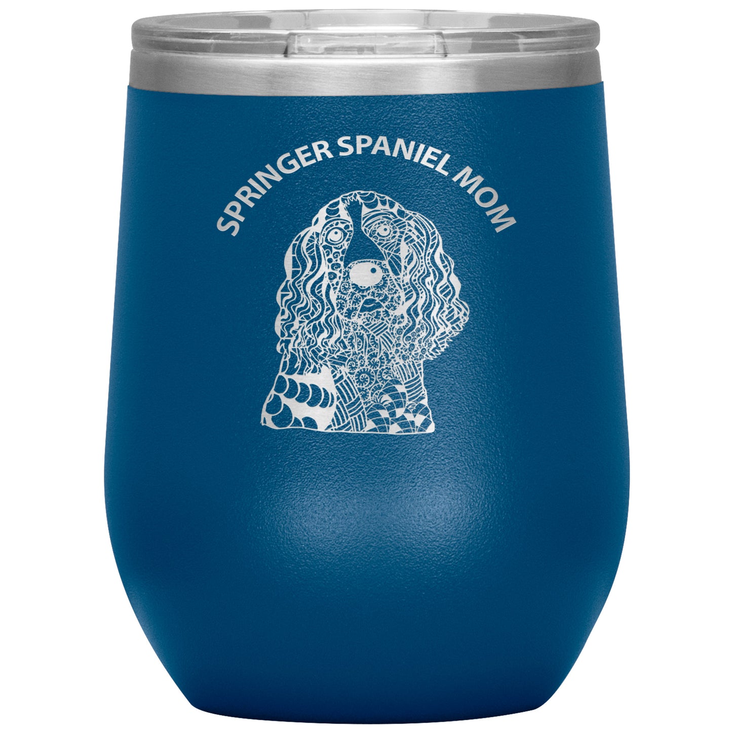 Springer Spaniel Mom Design 12oz Insulated Stemless Wine Tumbler - Cindy Sang B&W