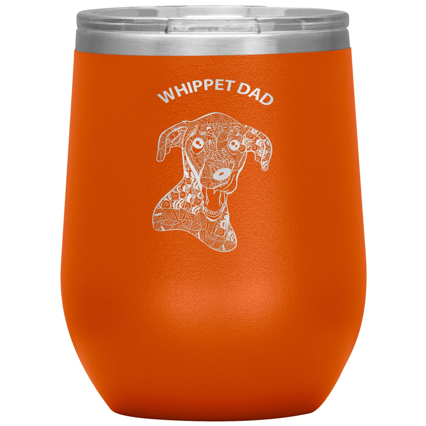Whippet Dad Design 12oz Insulated Stemless Wine Tumbler - Cindy Sang B&W