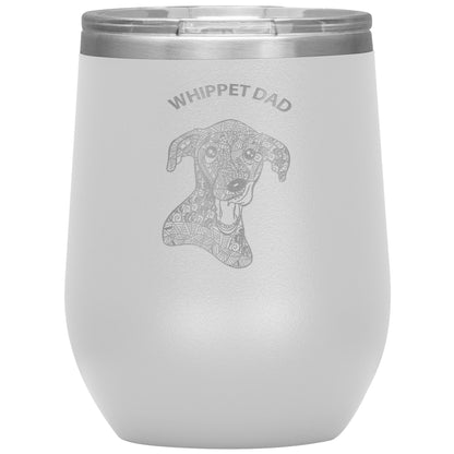 Whippet Dad Design 12oz Insulated Stemless Wine Tumbler - Cindy Sang B&W