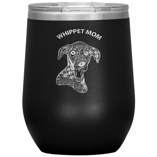 Whippet Mom Design 12oz Insulated Stemless Wine Tumbler - Cindy Sang B&W