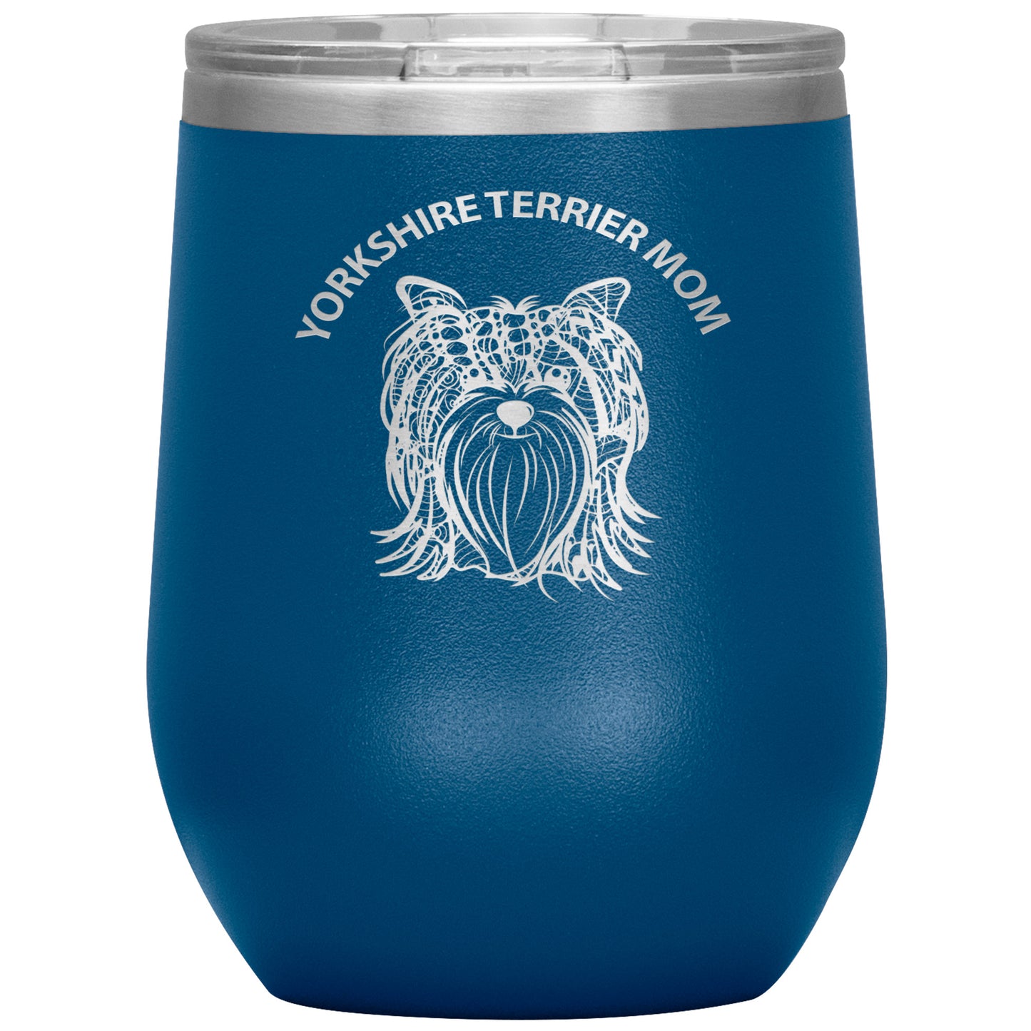 Yorkshire Terrier (Yorkie) Mom Design 12oz Insulated Stemless Wine Tumbler - Cindy Sang B&W