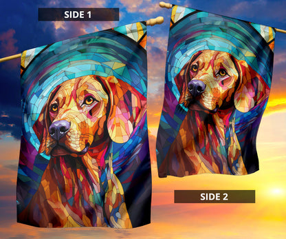Vizsla Stained Glass Design Garden and House Flags