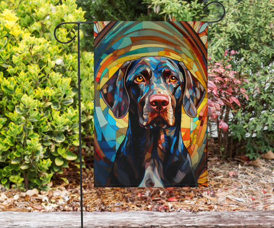 Weimaraner Stained Glass Design Garden and House Flags
