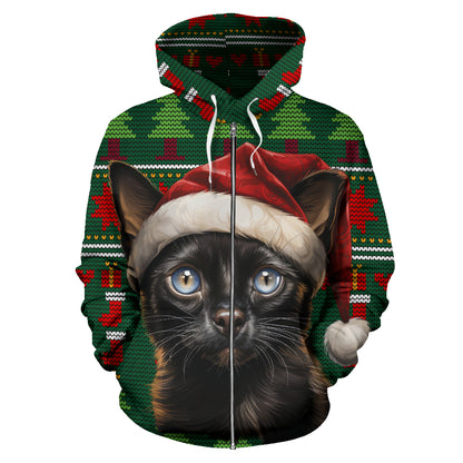 Cat All Over Print Zip-Up Hoodies - 2023 Christmas / Holiday Collection