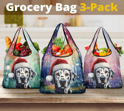 Dalmatian Design 3 Pack Grocery Bags - 2023 Holiday - Christmas Print