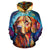 Vizsla All Over Print Stained Glass Design Zip-Up Hoodies
