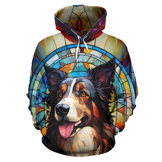 Collie Shepherd Stained Glass Design All Over Print Hoodies