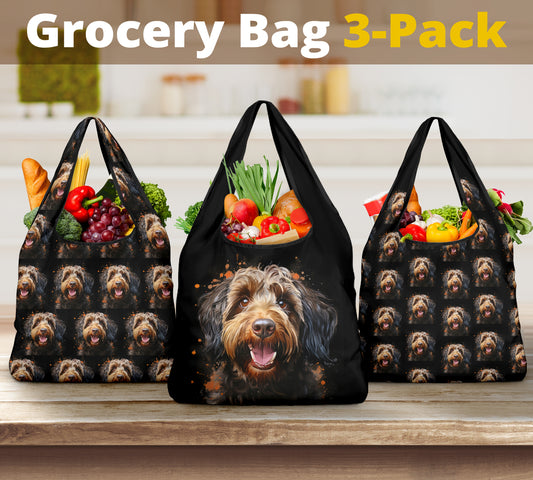 Labradoodle Watercolor Design 3 Pack Grocery Bags