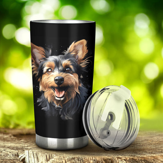 Yorkshire Terrier (Yorkie) Watercolor Paint Design Double Walled Vacuum Insulated Tumblers