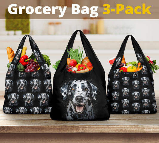 Dalmatian Watercolor Design 3 Pack Grocery Bags