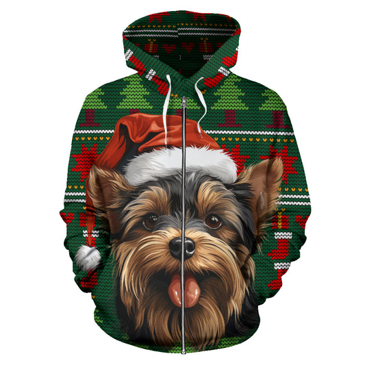 Yorkshire Terrier (Yorkie) All Over Print Zip-Up Hoodies - 2023 Christmas / Holiday Collection