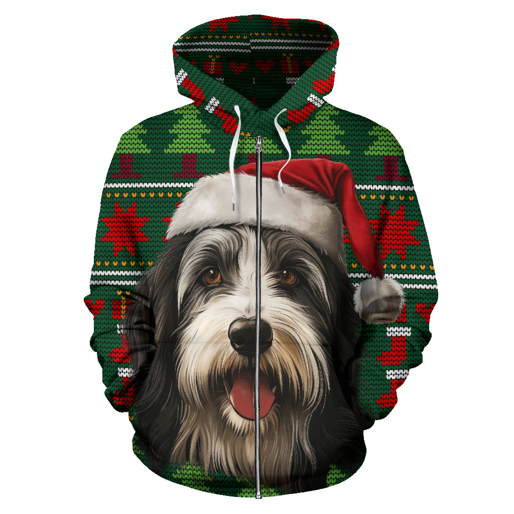 Bearded Collie All Over Print Zip-Up Hoodies - 2023 Christmas / Holiday Collection