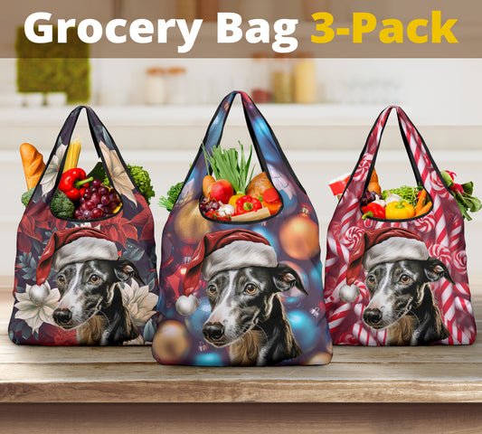 Whippet Design 3 Pack Grocery Bags - 2023 Christmas / Holiday Collection