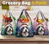 Old English Sheepdog Design 3 Pack Grocery Bags - 2023 Holiday - Christmas Print