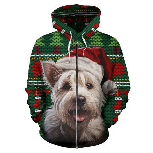 Westie All Over Print Zip-Up Hoodies - 2023 Christmas / Holiday Collection