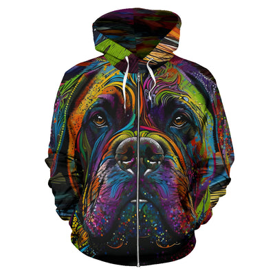 Mastiff Design All Over Print Colorful Background Zip-Up Hoodies - Inspired Collection