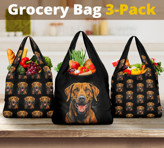 Rhodesian Ridgeback Watercolor Design 3 Pack Grocery Bags