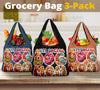 Anti Social Dog Mom Floral Design 3 Pack Grocery Bags - Mom and Dad Collection