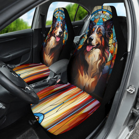 Collie Shepherd Stained Glass Design Car Seat Covers