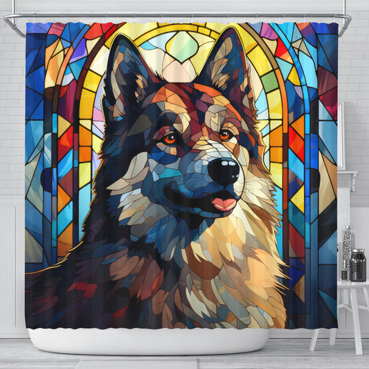 Akita Stained Glass Design Shower Curtains