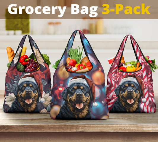 Rottweiler Design 3 Pack Grocery Bags - 2023 Christmas / Holiday Collection