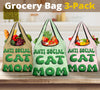 Anti Social Cat Mom Puffy Inflated Design 3 Pack Grocery Bags - Mom and Dad Collection