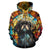 Pekingese All Over Print Stained Glass Design Zip-Up Hoodies