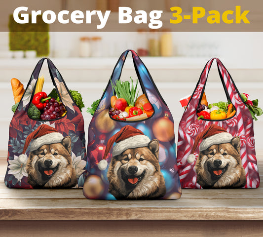 Akita Design 3 Pack Grocery Bags - 2023 Christmas / Holiday Collection