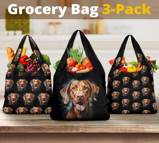Vizsla Watercolor Design 3 Pack Grocery Bags
