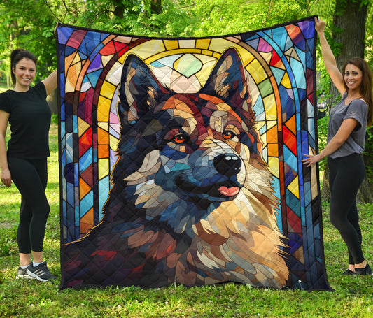 Akita Stained Glass Design Handcrafted Quilts